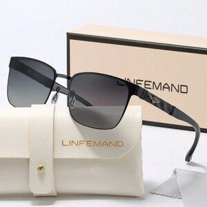 LINFEMAND Vintage Square Metal Frame, Fashion Sunglasses - Black, Arm Design New